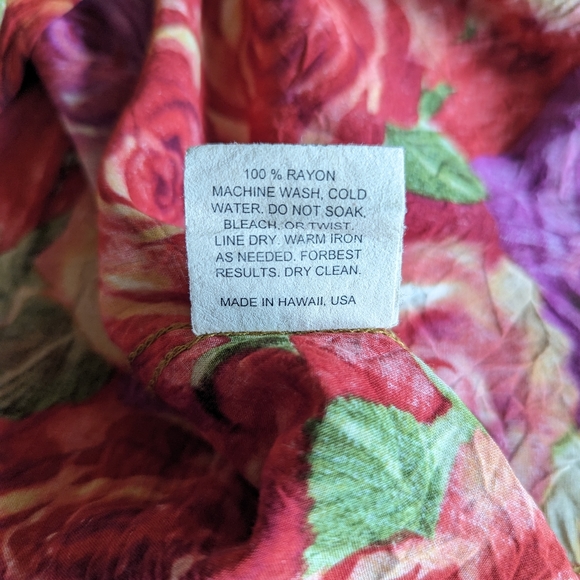 Jams World Red Potpourri Floral Mens Medium Button Down Shirt - Picture 4 of 8